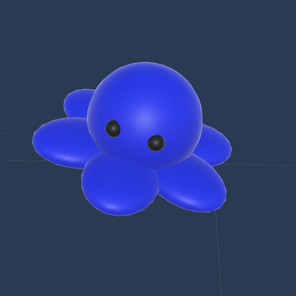3D octopus plushie before toon shading, lit with default URP lighting