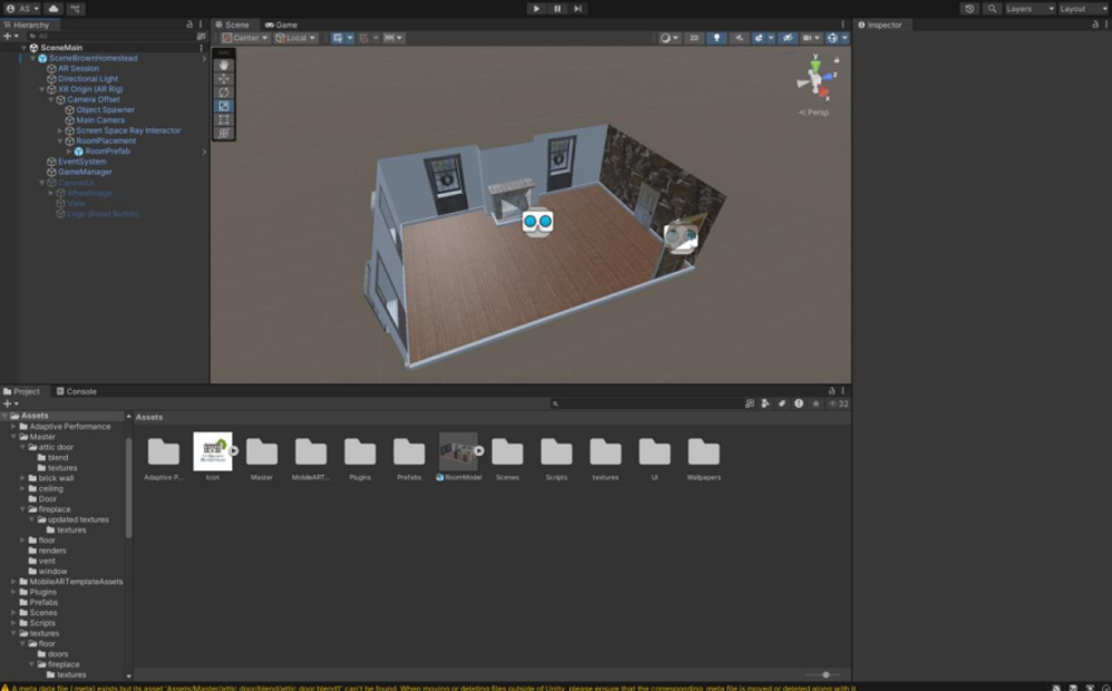 Unity editor overview with scene view and assets (textures, scripts, prefabs)